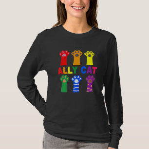 Ally Cat Purride Paw Rainbow Cat Lgbt Gay Pride T-Shirt