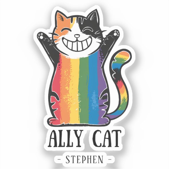 Ally Cat - Rainbow Cat LGBTQ Pride (2) Aufkleber (Vorderseite)