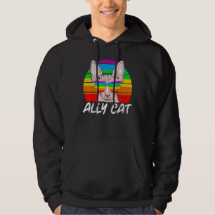 Ally Cat Rainbow Gay Pride Lgbt Kitty Purride Hoodie