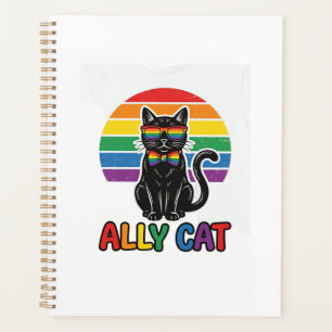 Ally Cat Rainbow Pride Vintage Chat T-Shirt Design