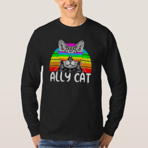 Ally Cat Rainbow Sunglasses Lgbt Gay Pride Kittys T-Shirt
