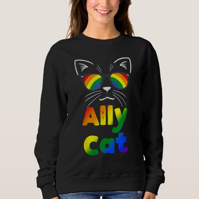 Ally Cat Transgender Trans Pride Stuff Flag Transs Sweatshirt (Vorderseite)