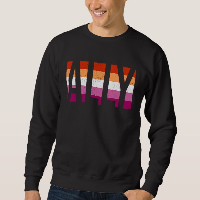 Ally Gay Pride Month LGBT Lesbian Flag Equal Right Sweatshirt (Vorderseite)