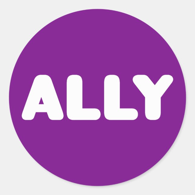 Ally LGBTQ Straight Ally Spirit Day White & Lila Runder Aufkleber (Vorderseite)