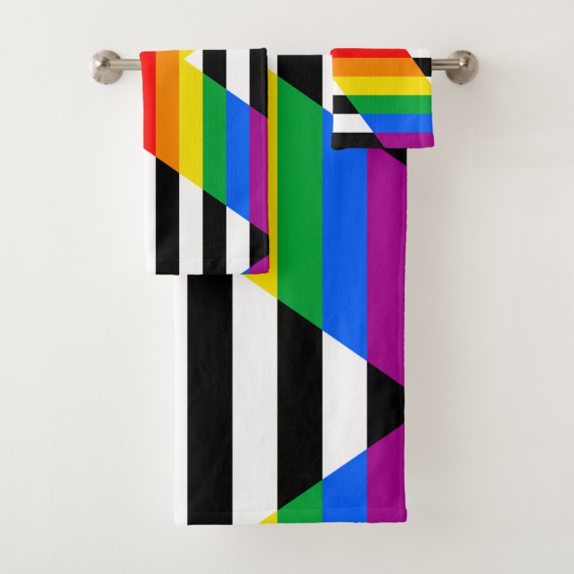 Ally Progress Pride Flag Badhandtuch Set (Insitu)