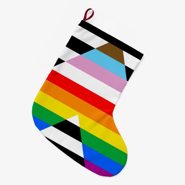 Ally Progress Pride Flag Großer Weihnachtsstrumpf (Vorderansicht (hängend))