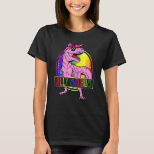 Ally Saurus T Rex Dinosaur Proud Ally Lgbt Pride T-Shirt