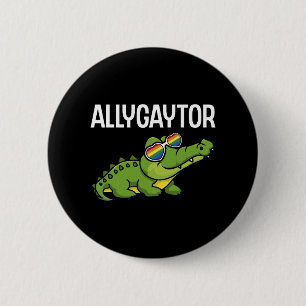 Allygaytor Rainbow Sunglass Alligator Animal LGBT Button