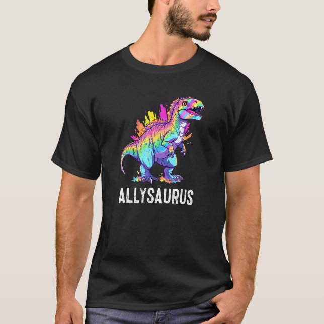 Allysaurus Dinosaur Funny Dino Ally Pride Equality T-Shirt (Vorderseite)