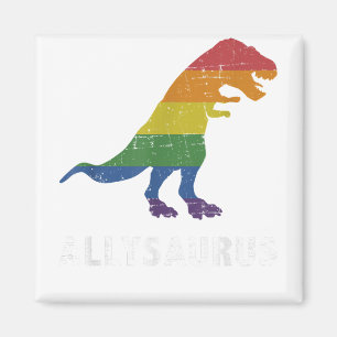 Allysaurus-Dinosaurier in Regenbogenflagge für all Magnet