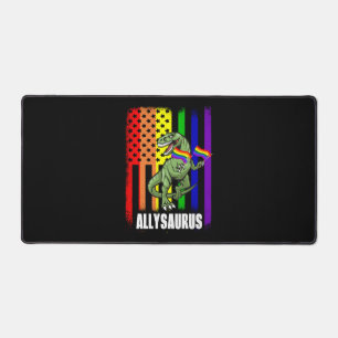 Allysaurus Dinosaurier in Regenbogenflagge für All Schreibtischunterlage