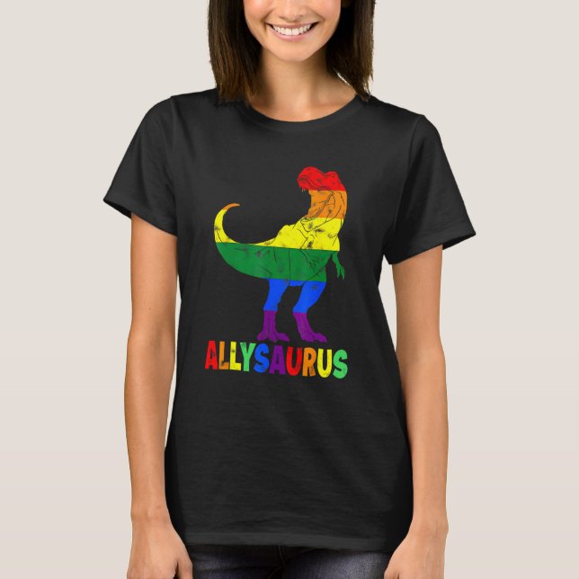 Allysaurus LGB  Dinosaur Rainbow Flag Ally LGBT Pr T-Shirt (Vorderseite)