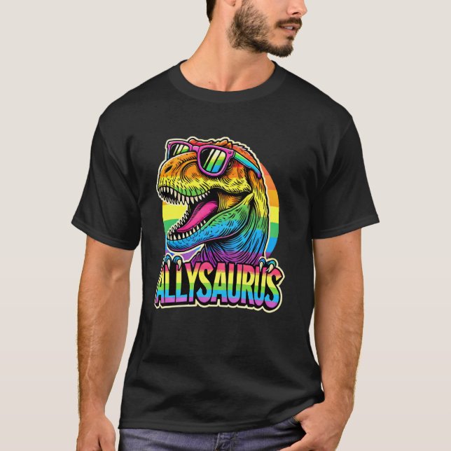 Allysaurus LGBT Dinosaur Gay Pride Flag Ally Rainb T-Shirt (Vorderseite)
