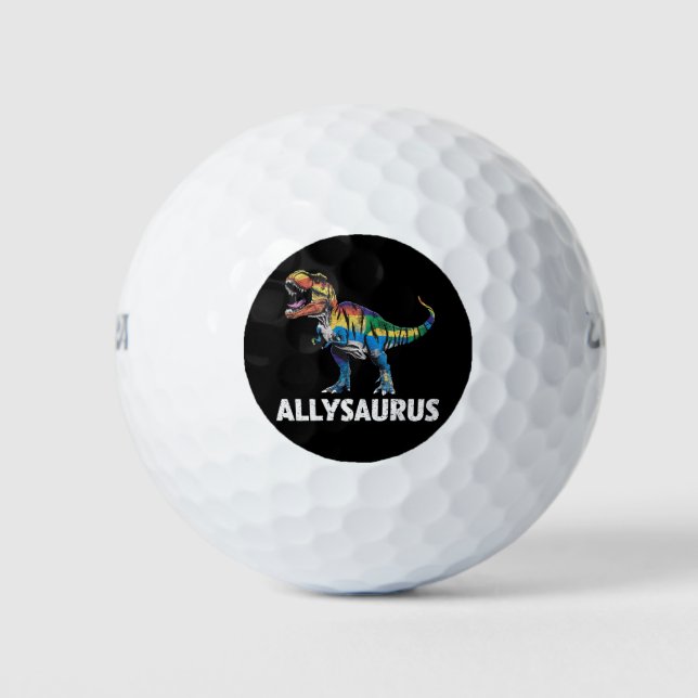 Allysaurus LGBT Dinosaurier Regenbogenflagge Ally  Golfball (Vorderseite)