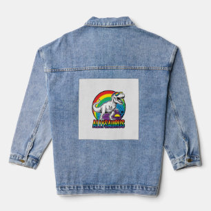 Allysaurus Regenbogen-Dinosaurier Vintage-T-Shirt- Jeansjacke