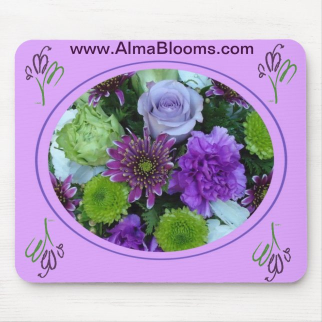 Alma Blooms Lila Bouquet Mousepad (Vorne)