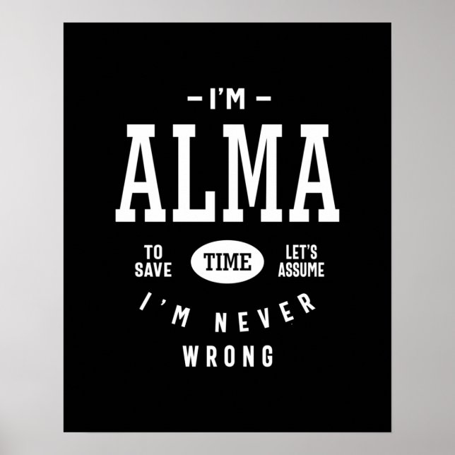 Alma Personalisiert Name Birthday Poster (Vorne)