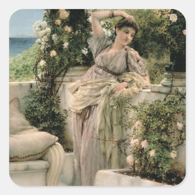 Alma-Tadema | 'Du Rose aller Rose, 1885 Quadratischer Aufkleber (Vorderseite)