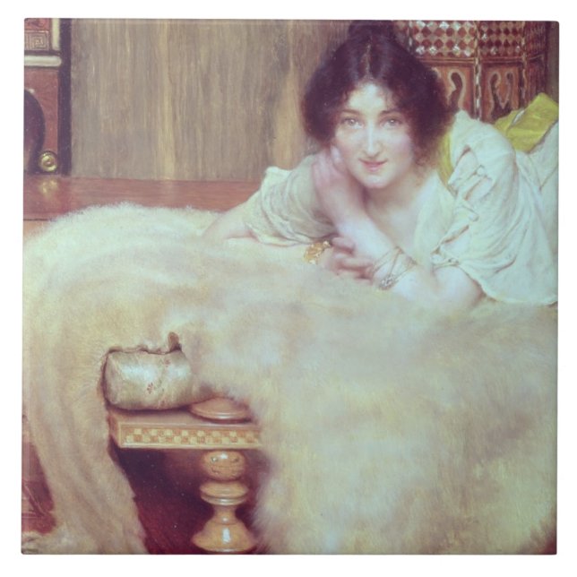 Alma-Tadema | ein Zuhörer: Die Bärn-Wolldecke, Fliese (Vorderseite)