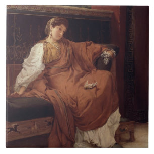 Alma-Tadema Lesbia, das über einem Spatzen wein Fliese