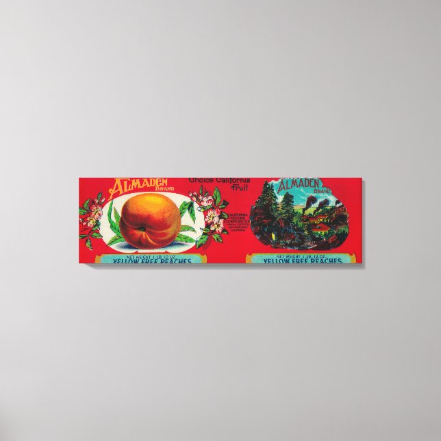 Almaden Peach Label Leinwanddruck (Vorderseite)