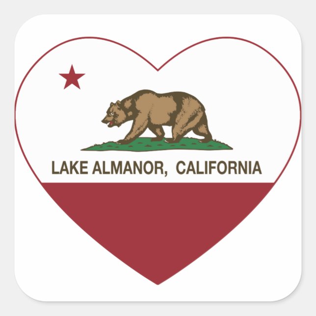 Almanherz der California-Flagge Quadratischer Aufkleber (Vorderseite)