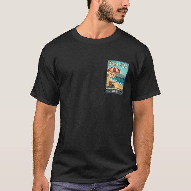 Almeria Spain Travel Poster T-Shirt (Vorderseite)