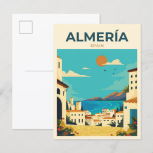 Almeria Spanien Vintage-Illustration Reise Postkarte