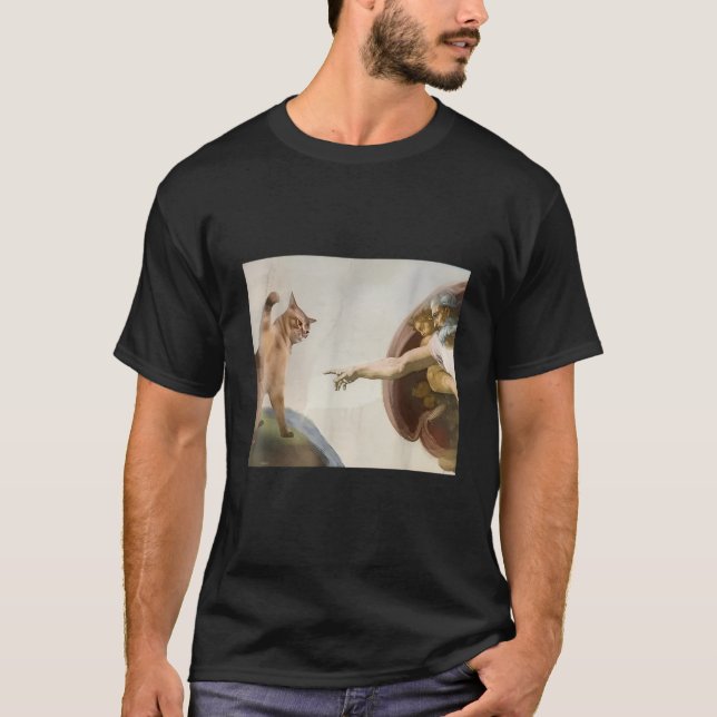 Almighty Slap Funny Cat God Creation Of Adam Meme  T-Shirt (Vorderseite)