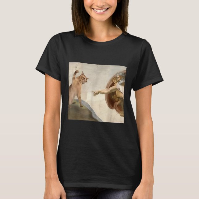 Almighty Slap Funny Cat Gottes Schöpfung von Adam  T-Shirt (Vorderseite)
