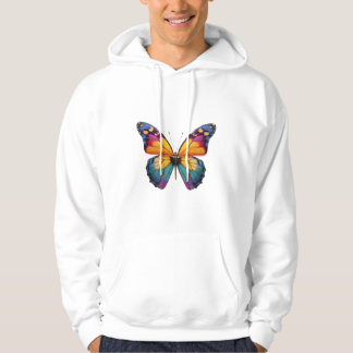Almofada com um desenho de uma Borboleta colorida. Hoodie