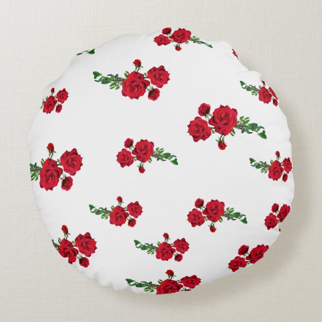 Almofada Florida Rosas Vermelhas Rundes Kissen (Rückseite)