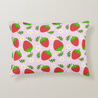 Almofada fofa design contínuo morangos fundo rosa dekokissen