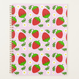 Almofada fofa design contínuo morangos fundo rosa planer