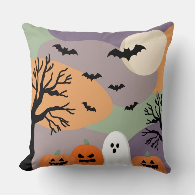 Almofada noite de halloween abóboras e fantasmas kissen (Vorderseite)