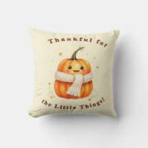Almofada Quadrada Abobrinha Feliz "Thankful "