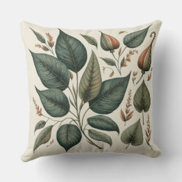 almofada quadrada estampada com folhas  kissen
