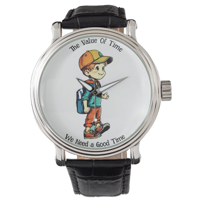 Almond and Blue School Bag for Boys - Armbanduhr (Vorderseite)