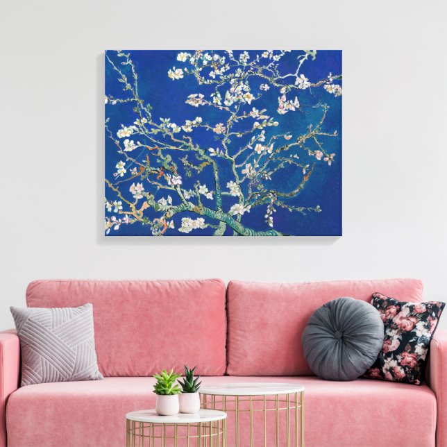 Almond Bloom (Indigo) | Van Gogh | Leinwanddruck (Insitu (Wohnzimmer))