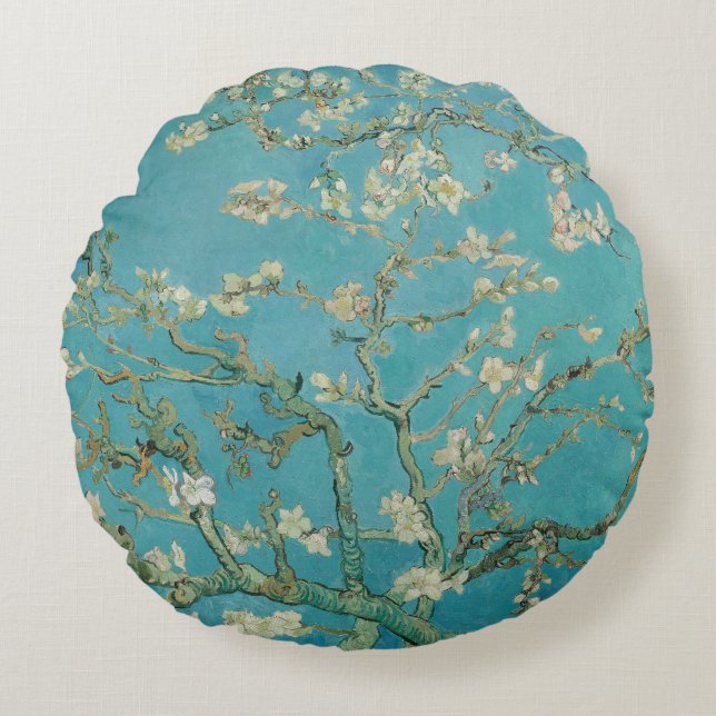 Almond Blossom, Oil Painting, Vincent Van Gogh Rundes Kissen (Vorderseite)