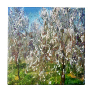 Almond Blossom Pointillismus Kunstmalerei Fliese