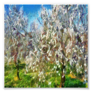 Almond Blossom Pointillismus Kunstmalerei Fotodruck