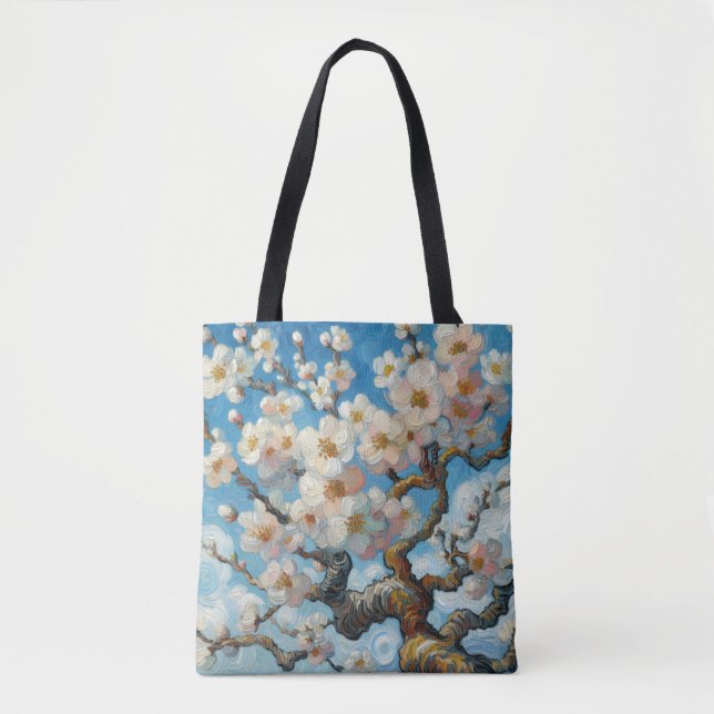 Almond Blossom Tote Bag Ölgemälde Tasche (Vorderseite)