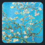 Almond Blossom Vincent van Gogh Quadratischer Aufkleber<br><div class="desc">Schöne Mandelblüten auf Mandelbaum von Vincent van Gogh.</div>