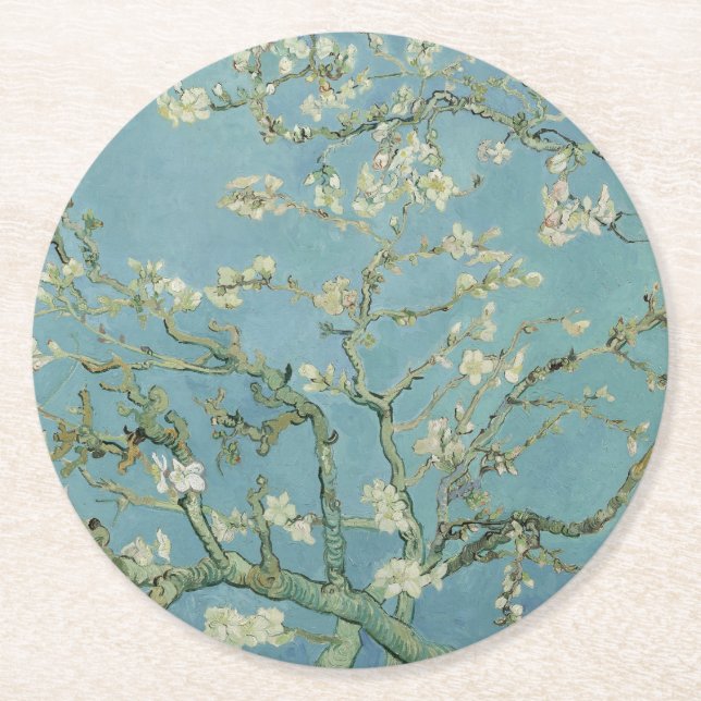 Almond Blossoms Painting by Van Gogh Runder Pappuntersetzer (Vorderseite)