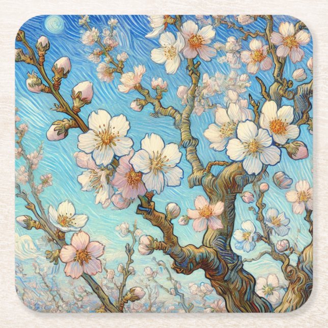 Almond Blossoms (Vincent van Gogh) Rechteckiger Pappuntersetzer (Vorderseite)