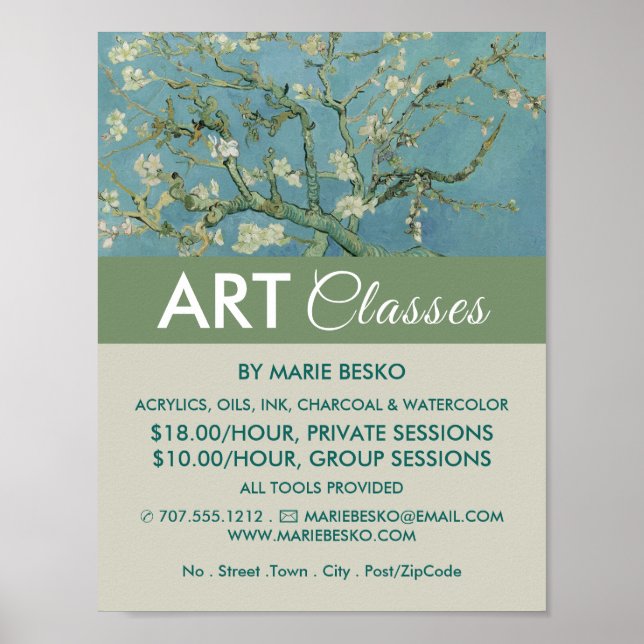 Almond Blüten von Vincent Van Gogh, Art Classes Poster (Vorne)