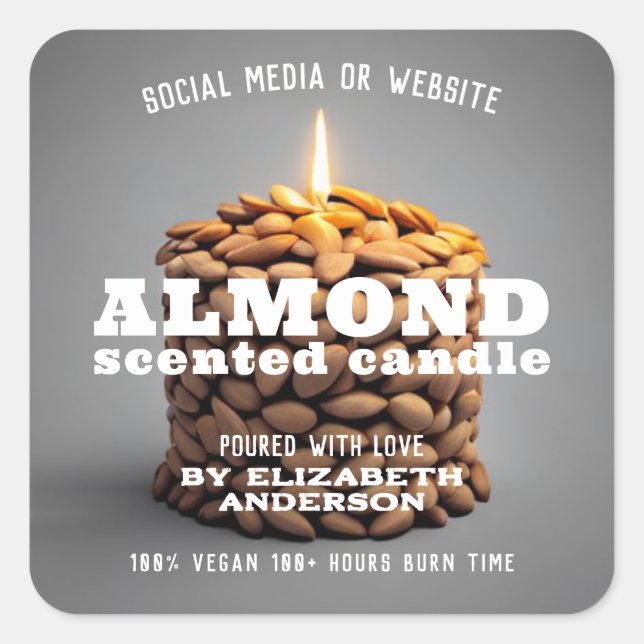 Almond Candle Quadratischer Aufkleber (Vorderseite)