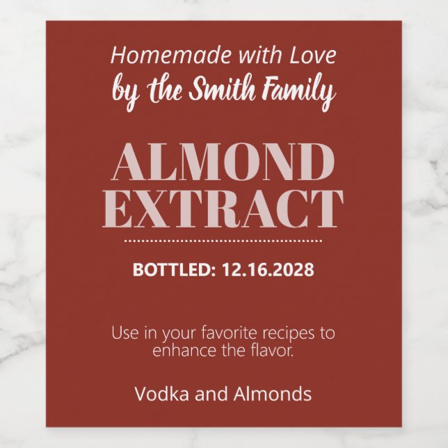 Almond Extract Modern Label Sticker ZEX_001b Weinetikett (Einzelnes Label)