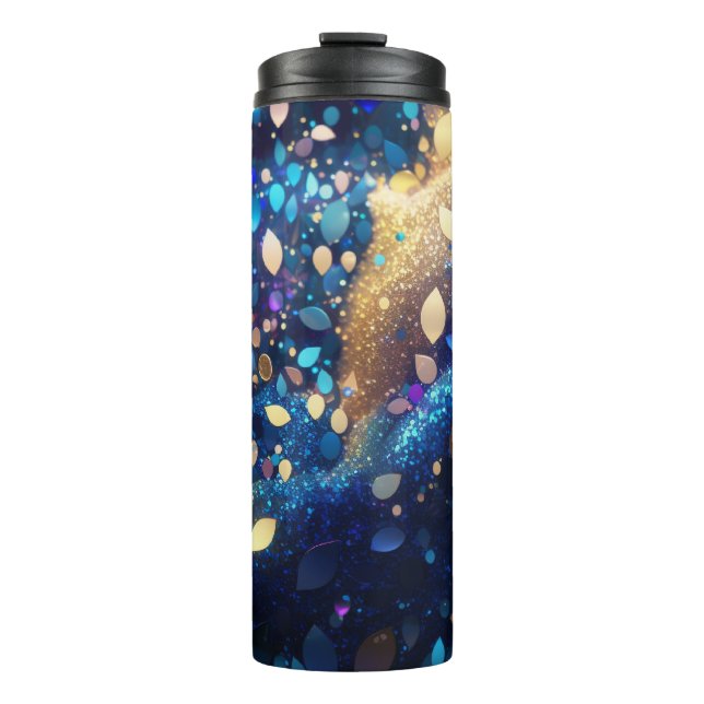 Almond Navy Blue Glitzer Thermal Tumbler 12oz Thermosbecher (Vorderseite)